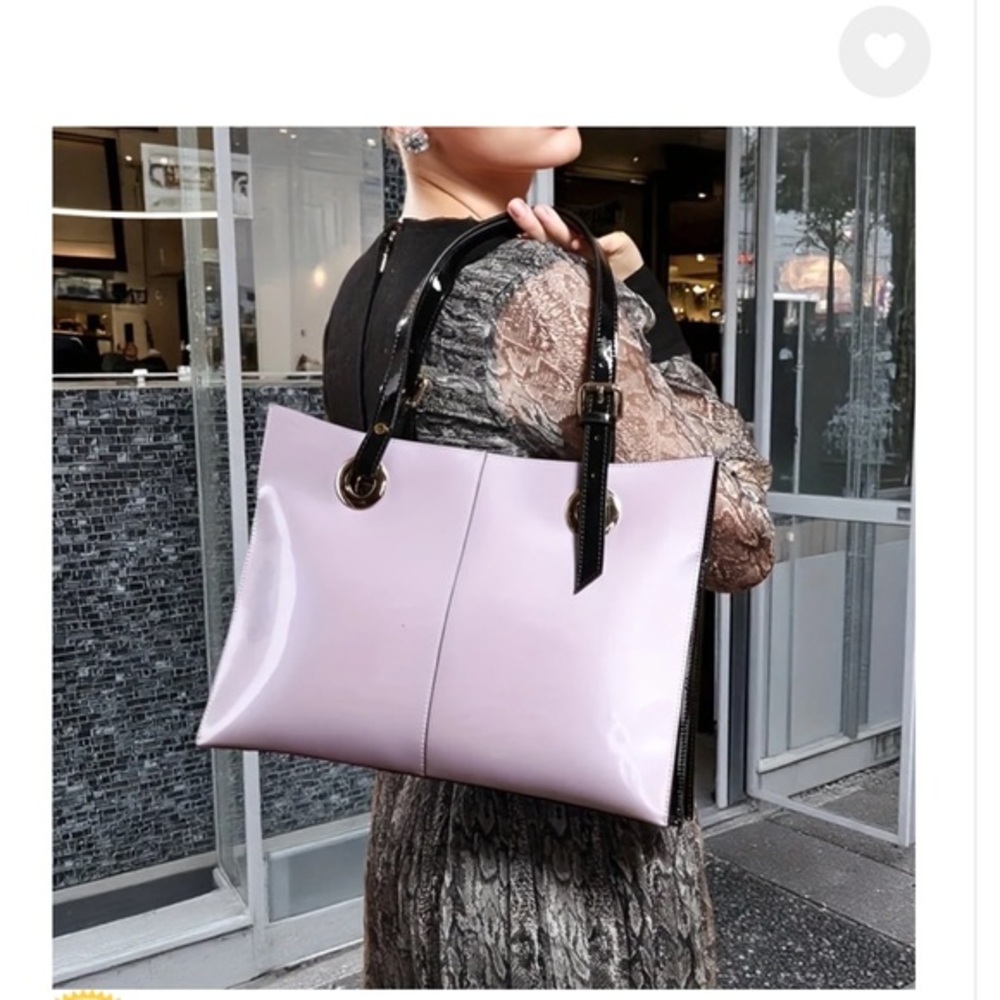 FEIMINA Patent leather Shoulder Bag,Genuine Shiny Leather Purple Patent Tote